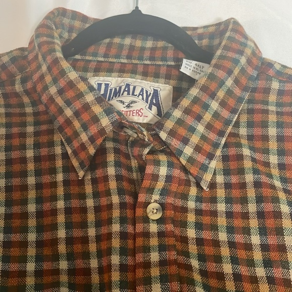 Himalaya Outfitters Men 4XlLT‎ Flannel Shirt Burnt Orange Green Cream Plaid Fall
